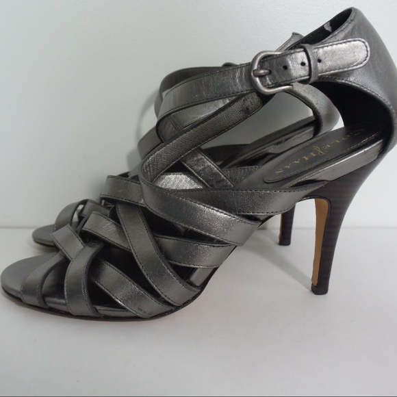 dark silver strappy heels